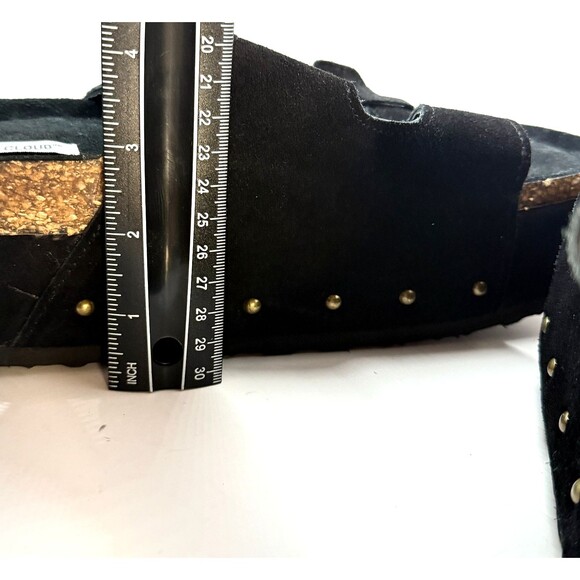 Project Cloud Black Suede Y2K Chunky Platform Buckle Sandals 90s Women's Size 11 - Picture 7 of 12